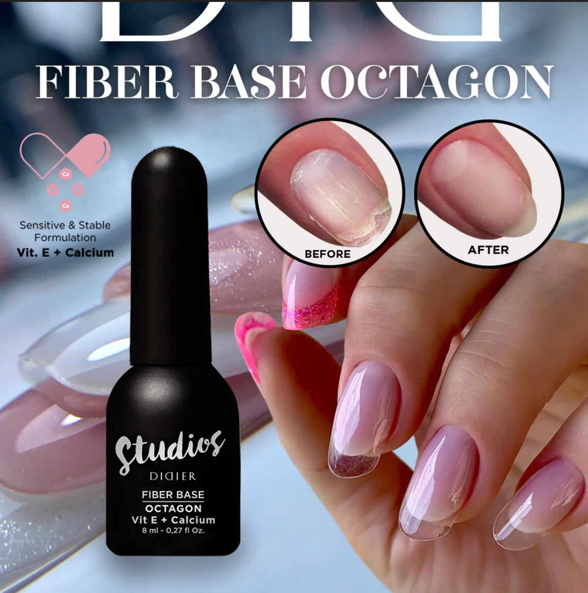 Base Coat "Studios Didier" Fiber Octagon, 8ml