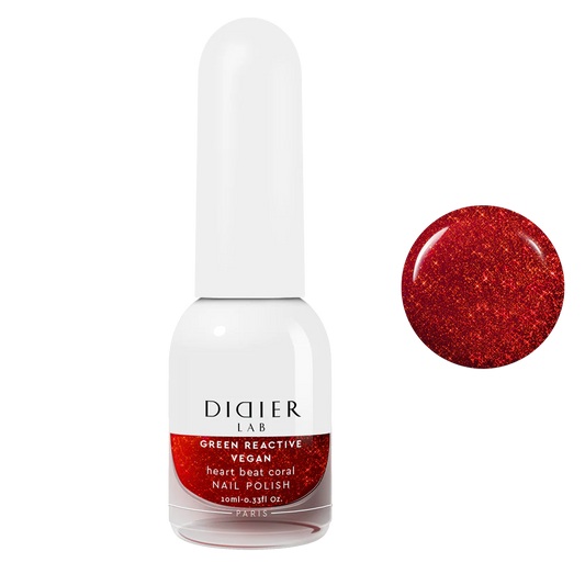 Vegan Nail Polish Green Reactive "Didier Lab" Heart Beat Coral, 10ml